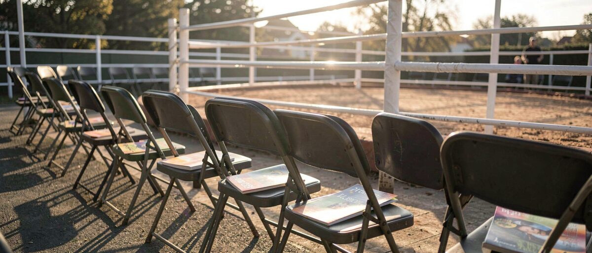 The site beside the subject: What a judging program publishes, how ring numbers and class counts rule a show day, and why the printed hour is the law of the weekend.